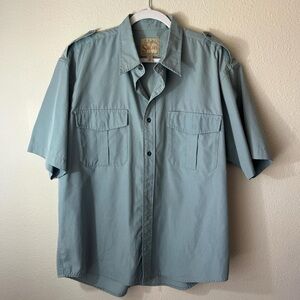 Vintage Cabela's safari utility short sleeve Button Down Shirt blue gray size L